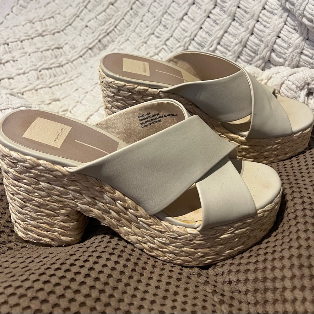 Elegant Cream Wedge Sandals
